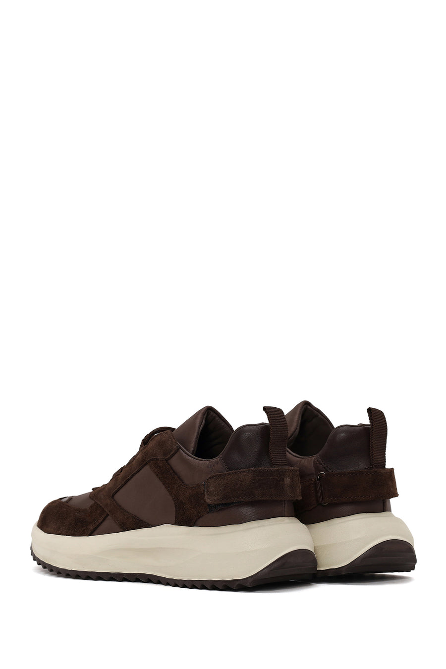 Woman Brown Lace-up Thick-soled Leather Sneaker
