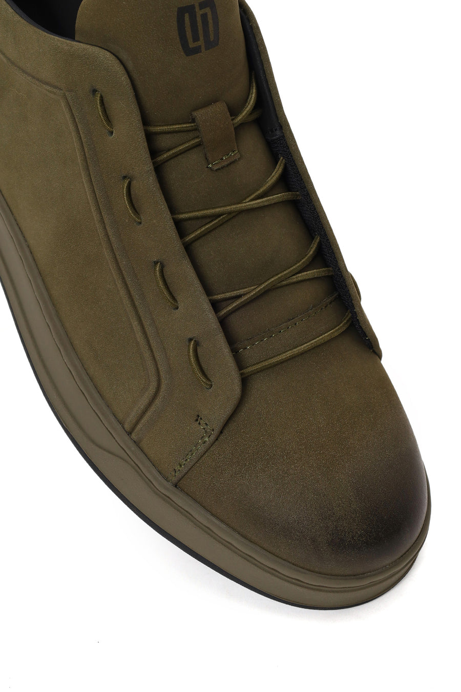 Male Khaki Lace-up Nubuck Leather Sneaker