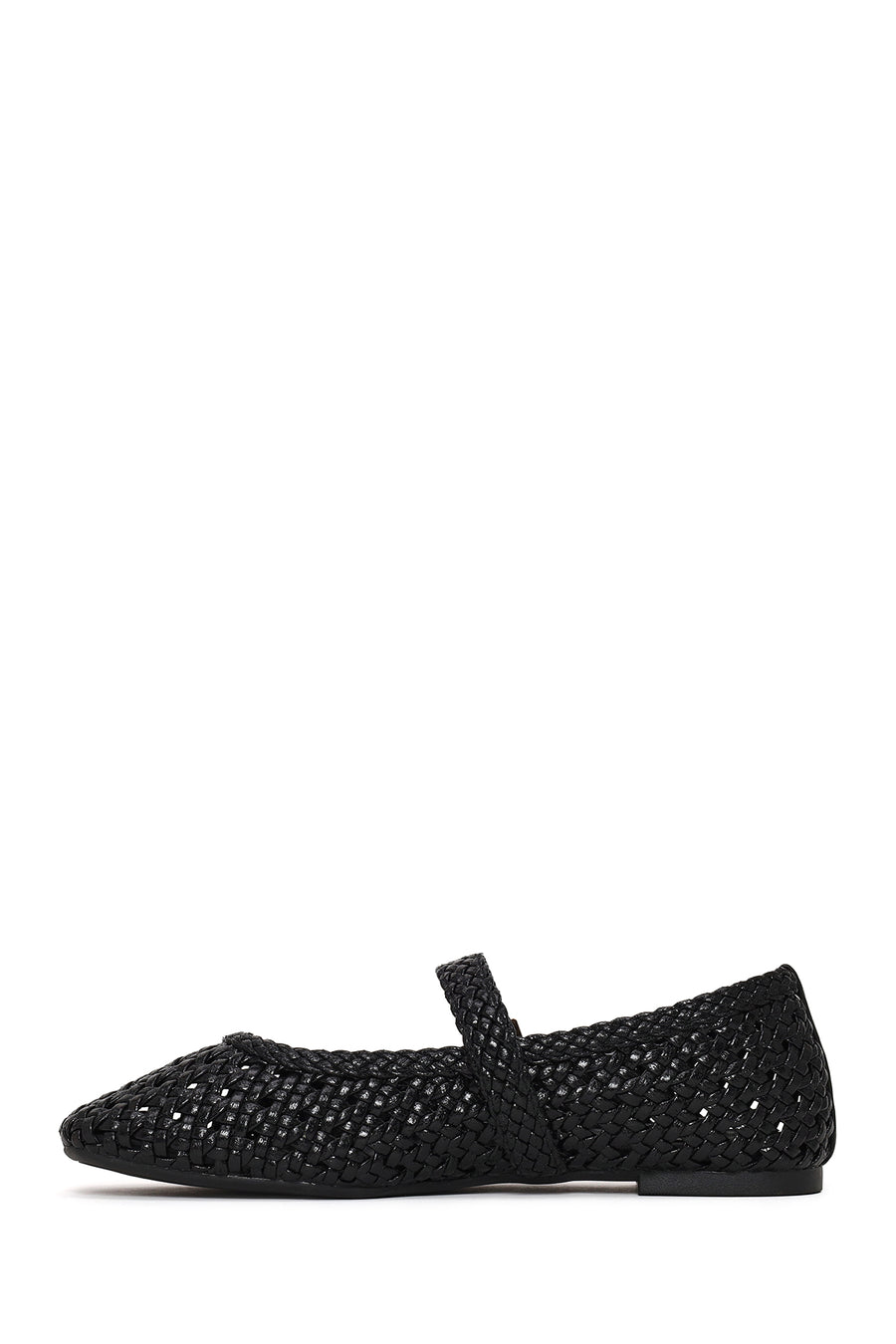 Woman Black Buckled Braided Ballerine flats