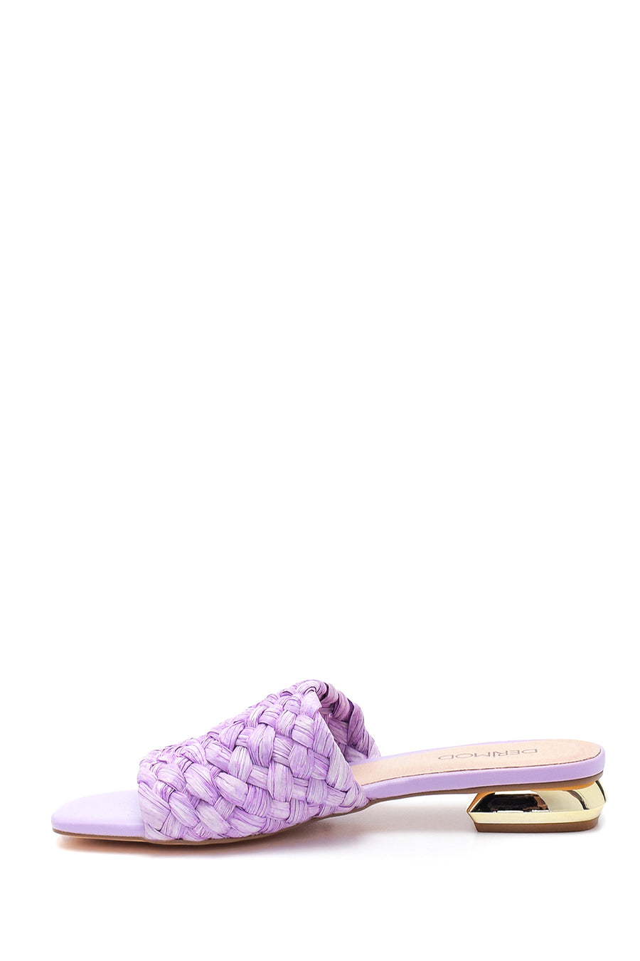 Women's Purple Straw Flat Slippers