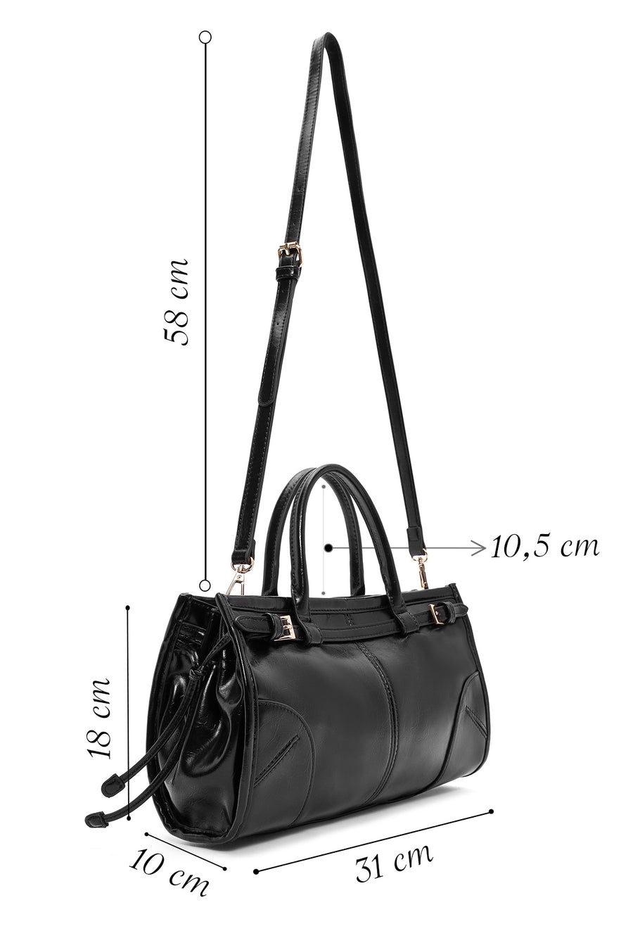 Woman Black Long-Strap Shoulder Bag