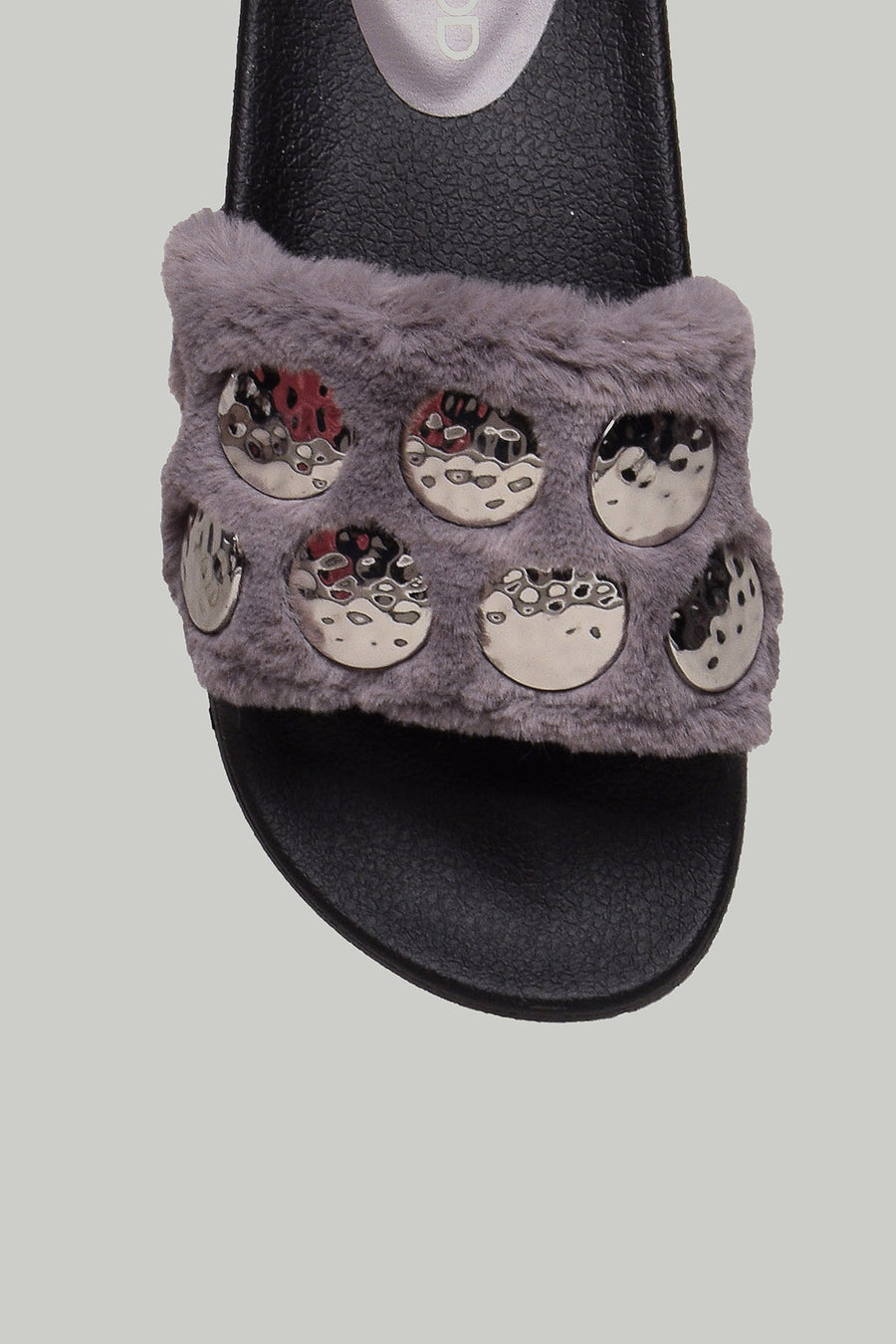 Metal Detailed Plush Women's Slippers