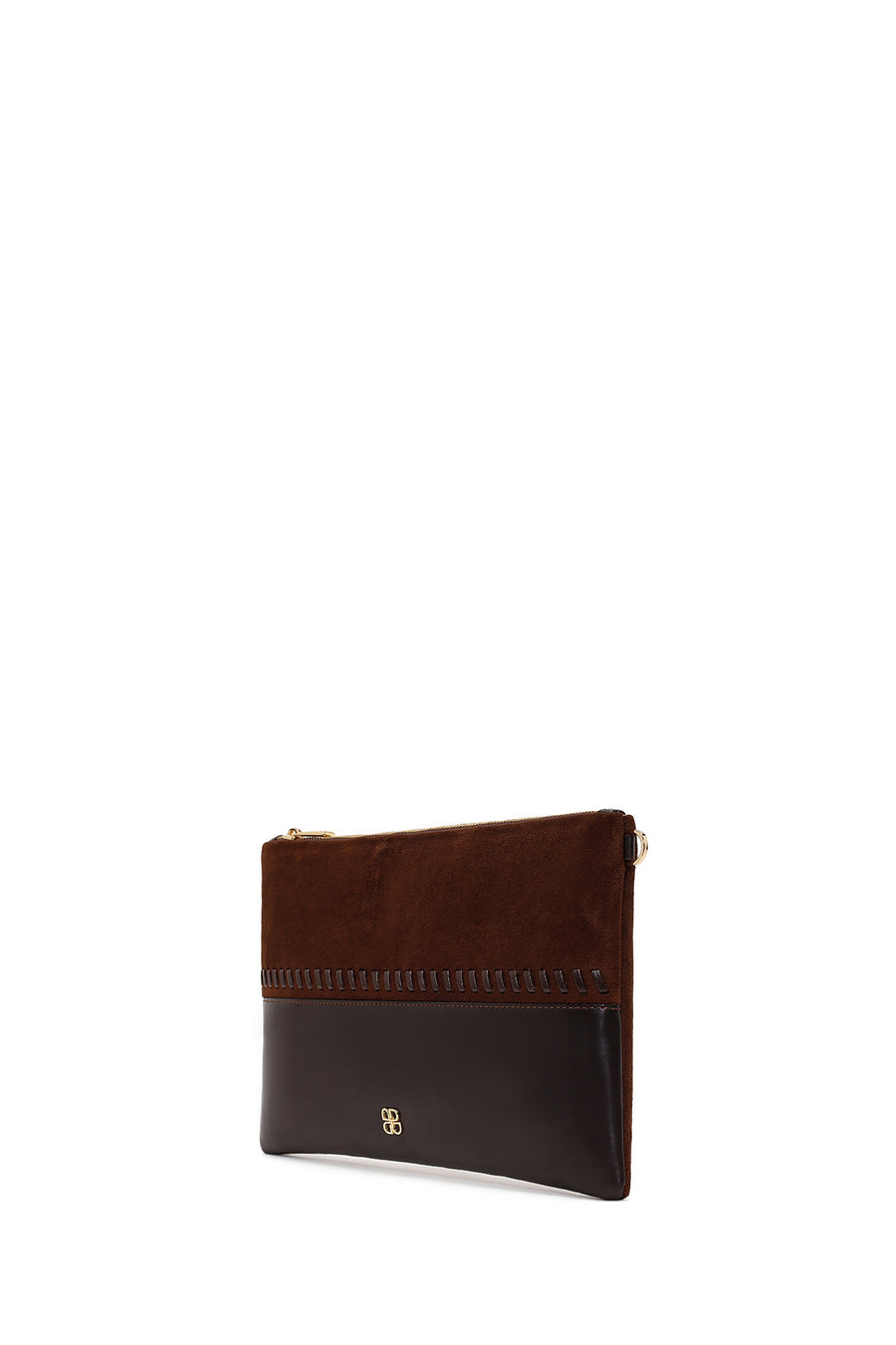 Woman Brown Chain Strap Braided Clutch Bag