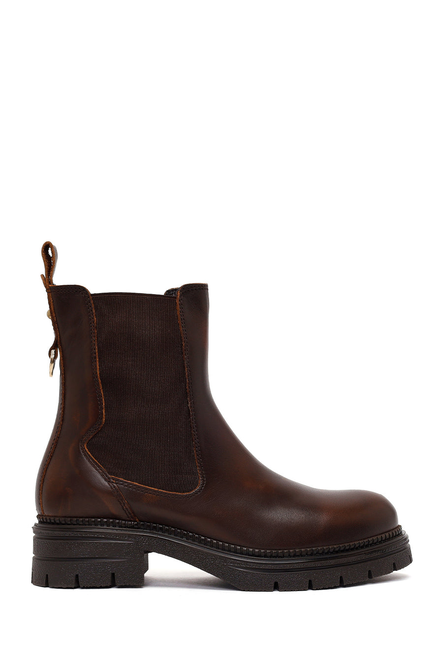 Woman Brown Thick-Soled Leather Chelsea Boots AF190019DV | Derimod