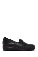 Woman Black Short Wedge-Heel Leather Comfort Shoes | Derimod