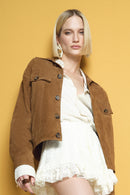 Valenza Women's Camel Suede Leather Jacket | Derimod