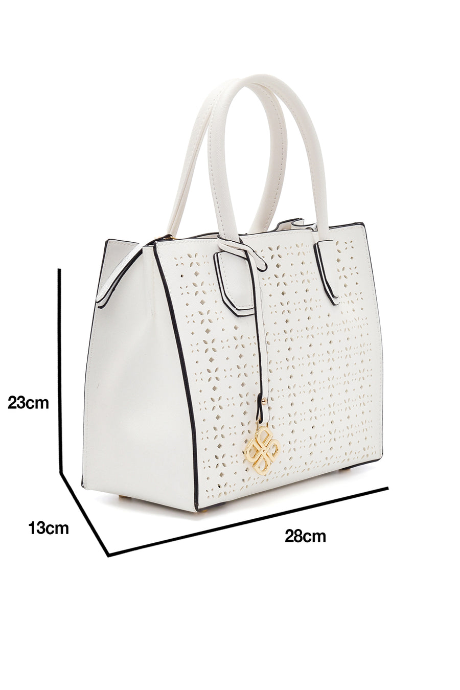 Women's White Synthetic Leather Shoulder Bag