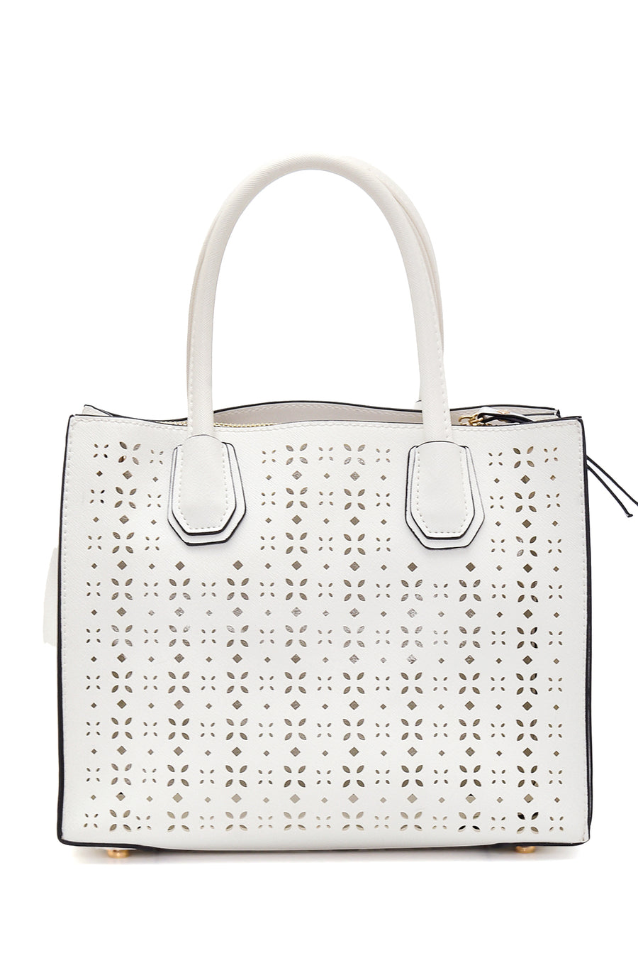 Women's White Synthetic Leather Shoulder Bag