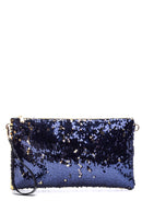 Women's Navy Blue Synthetic Leather Clutch | Derimod