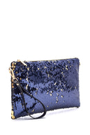 Women's Navy Blue Synthetic Leather Clutch | Derimod