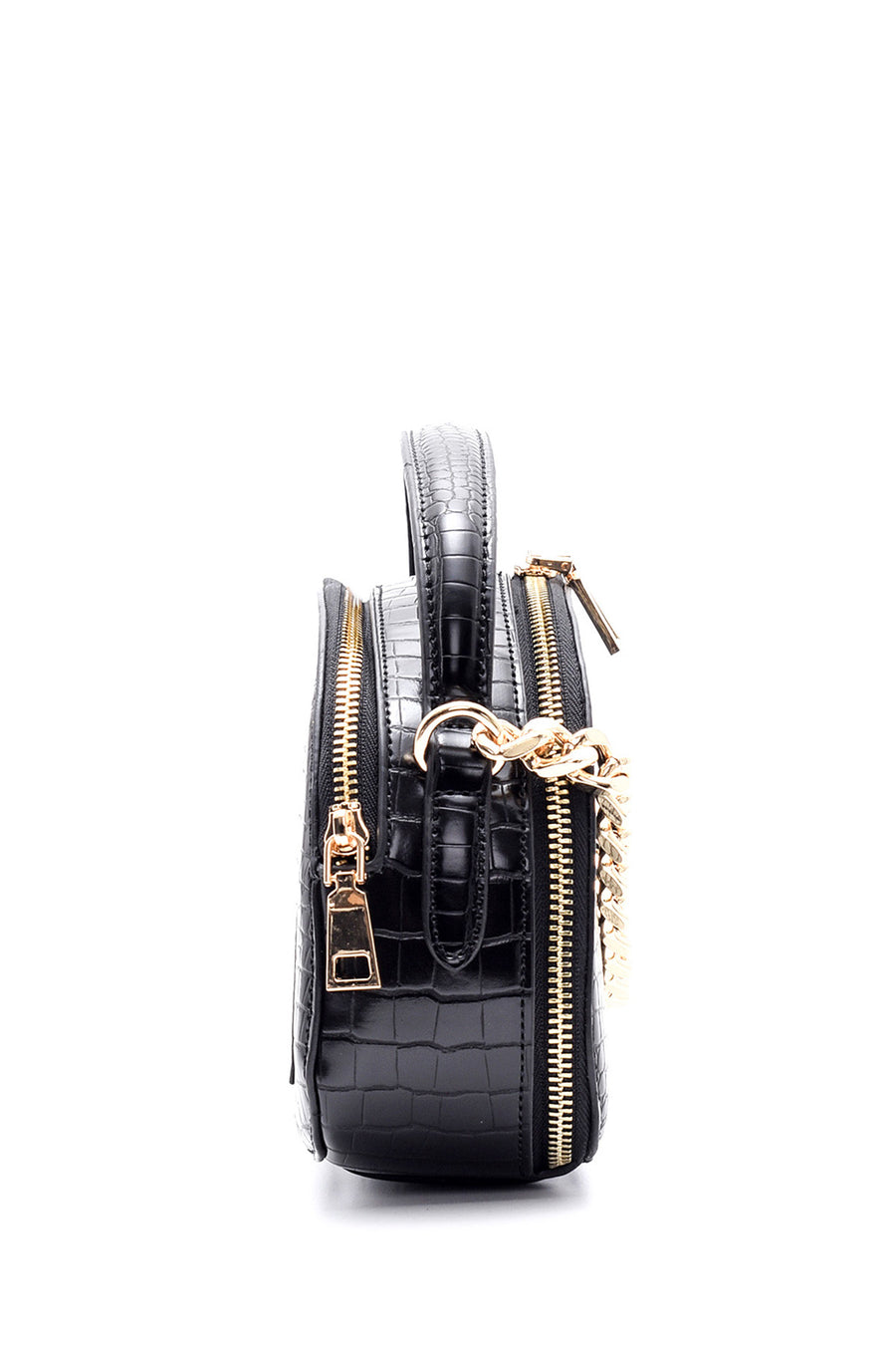 Women's Crocodile Patterned Chain Patent Leather Bag