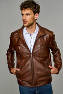 Muller Men's Brown Leather Jacket | Derimod