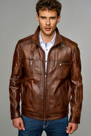 Muller Men's Brown Leather Jacket | Derimod
