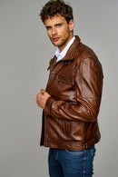 Muller Men's Brown Leather Jacket | Derimod