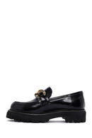 Women's Black Patent Leather Buckle Casual Loafer | Derimod