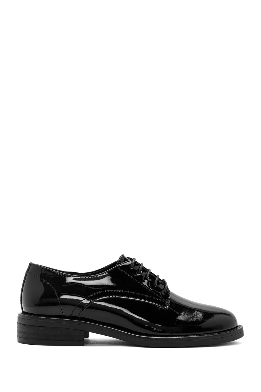 Women's Black Lace-Up Patent Leather Masculine Shoes 24WFD162116 | Derimod