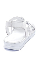 Women's White Leather Comfort Sandals | Derimod