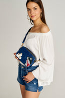 Printed Blue Women's Crossbody Bag | Derimod