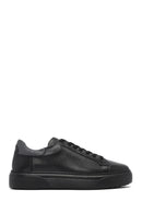 Men's Black Lace-Up Thick Sole Leather Sneakers | Derimod