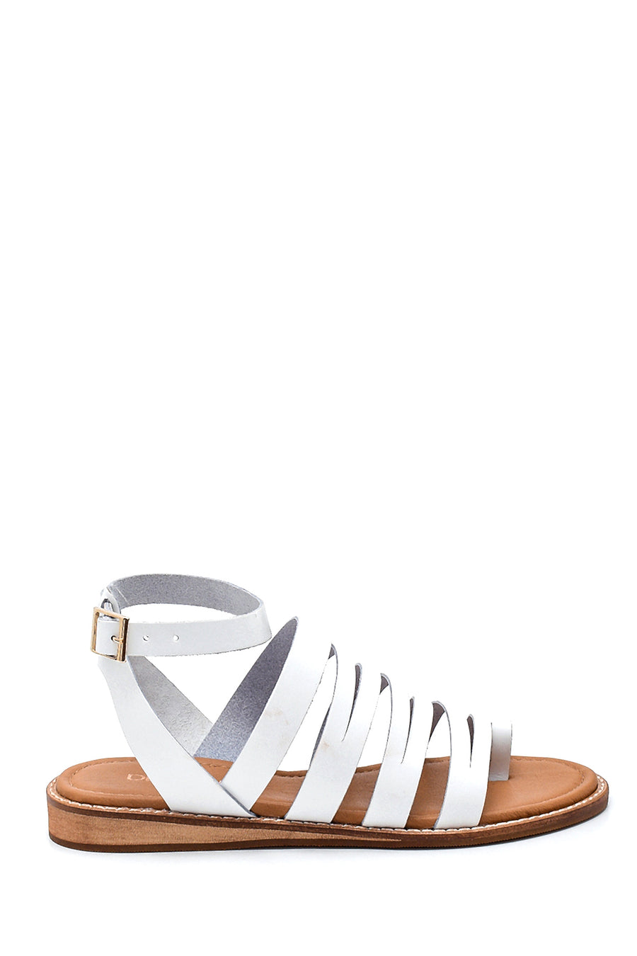 Women's Casual Leather Sandals with Flip Flop Detail 21SFD301418 | Derimod