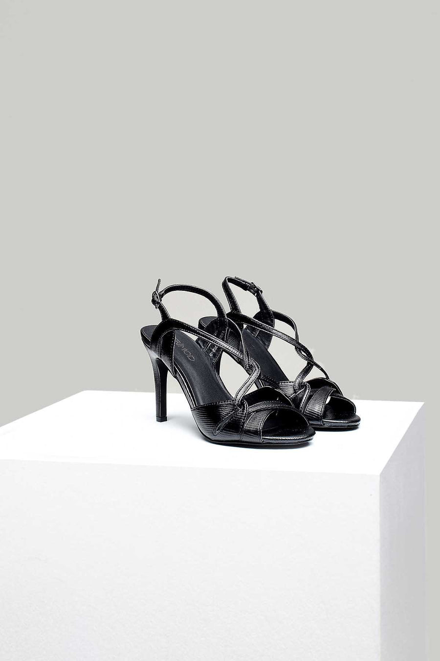 Women's Black Faux Leather Sandals