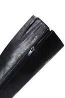 Women's Black Leather Zippered Heeled Boots | Derimod