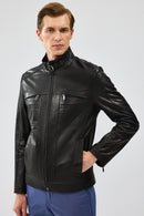 Xavier Men's Black Leather Jacket | Derimod