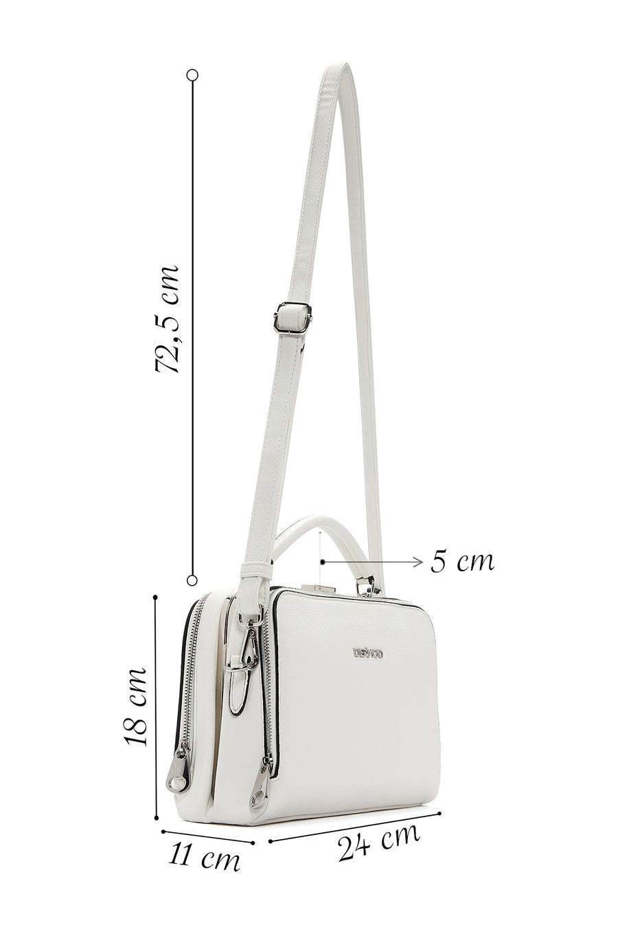 Woman White Long Strap Crossbody Bag