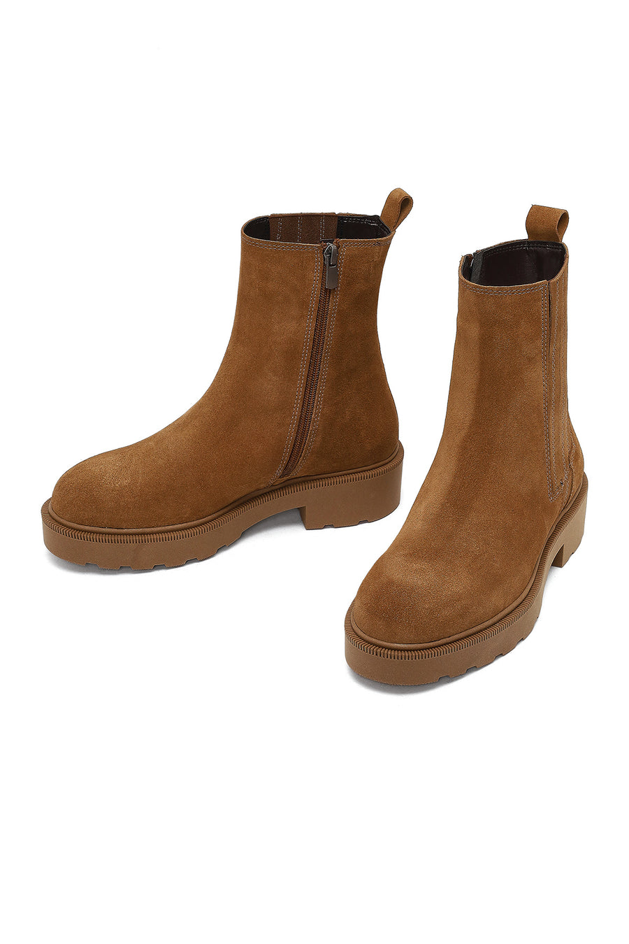 Women Mink Zippered Thick Sole Suede Leather Boot