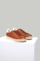 Perforated Tan Men's Leather Espadrilles | Derimod