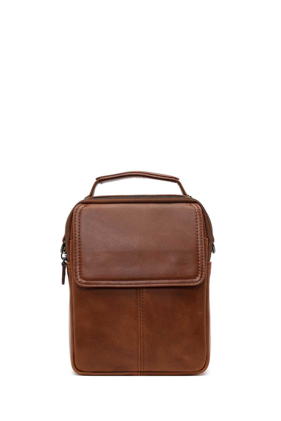 Male Brown Long Strap Leather Handbag