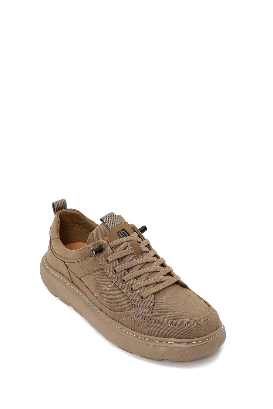 Derimod Zero Erkek Bej Bağcıklı Kalın Tabanlı Kumaş Sneaker
