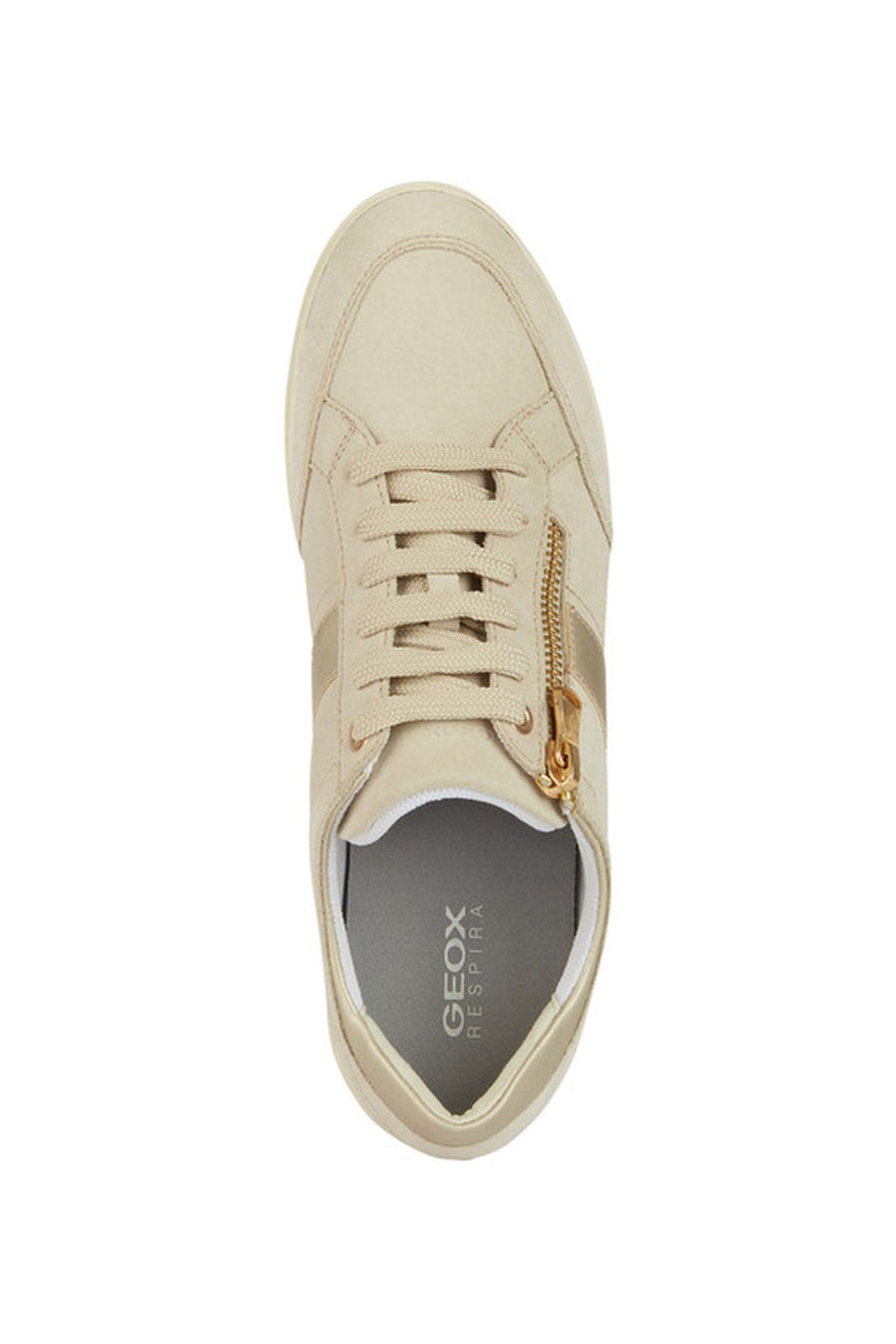Geox Women's Beige Myria Lace-up Leather Sneaker