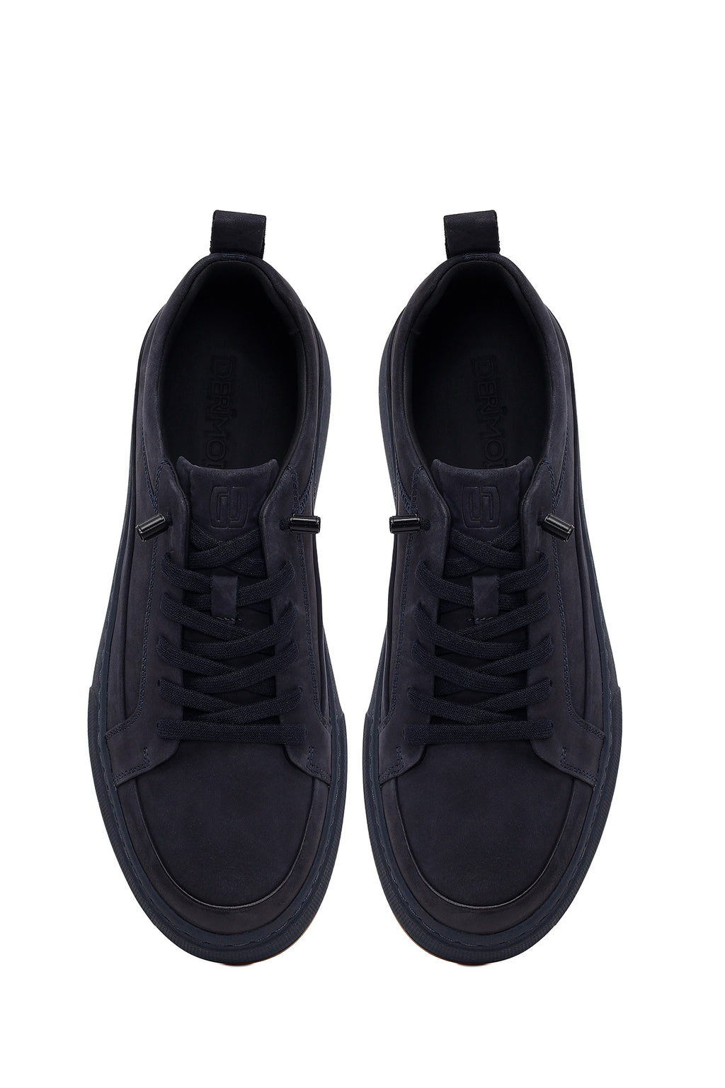 Erkek Lacivert Bağcıklı Nubuk Deri Sneaker