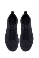 Erkek Lacivert Bağcıklı Nubuk Deri Sneaker | Derimod