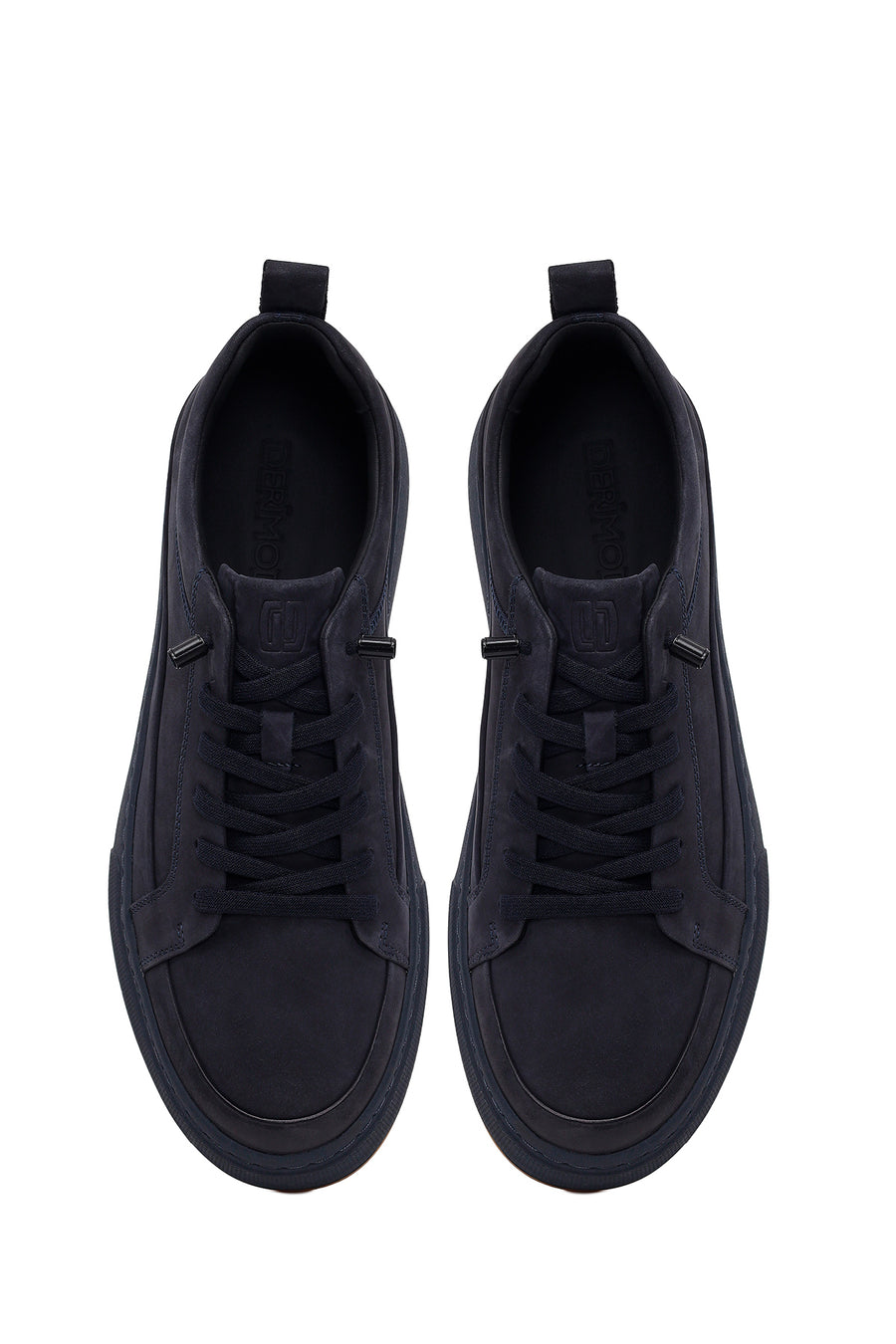 Erkek Lacivert Bağcıklı Nubuk Deri Sneaker