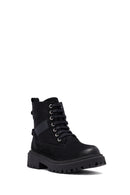 Woman Black Zippered Leather Postal Boots | Derimod