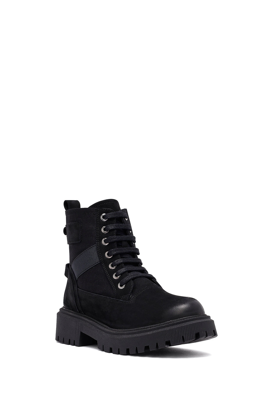 Woman Black Zippered Leather Postal Boots