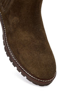 Women's Khaki Suede Leather Chelsea Boot | Derimod