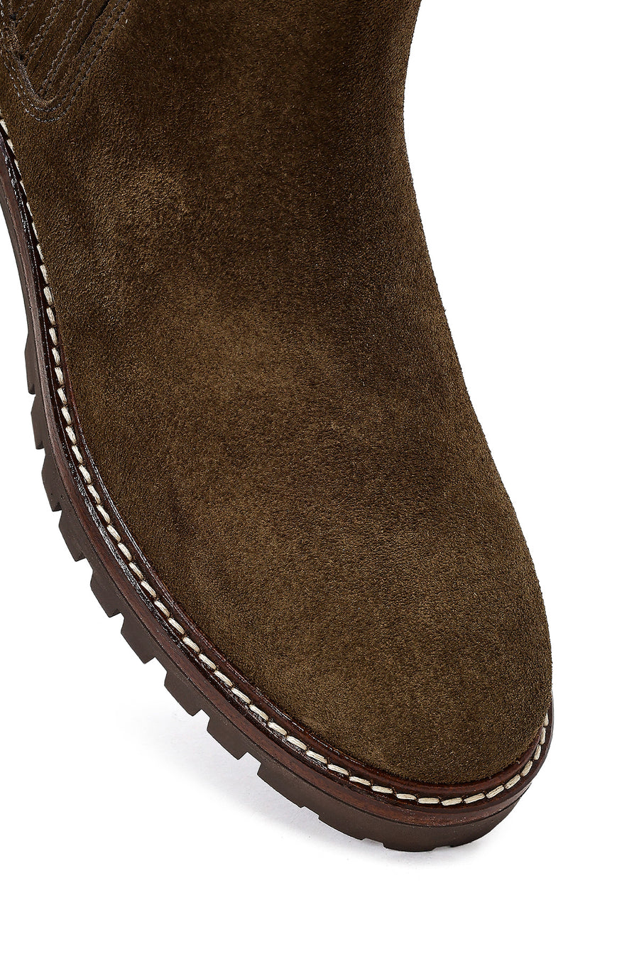 Women's Khaki Suede Leather Chelsea Boot