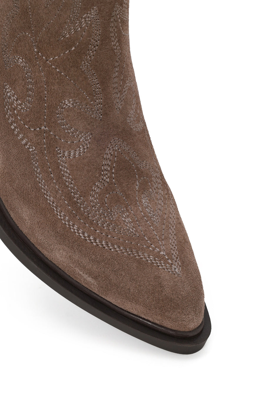 Woman Mink Short Chunky-Heeled Embroidered Suede Cowboy Boots