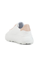 Geox Women's White Leather Spherica Ec4.1 Thick Soled Sneaker | Derimod