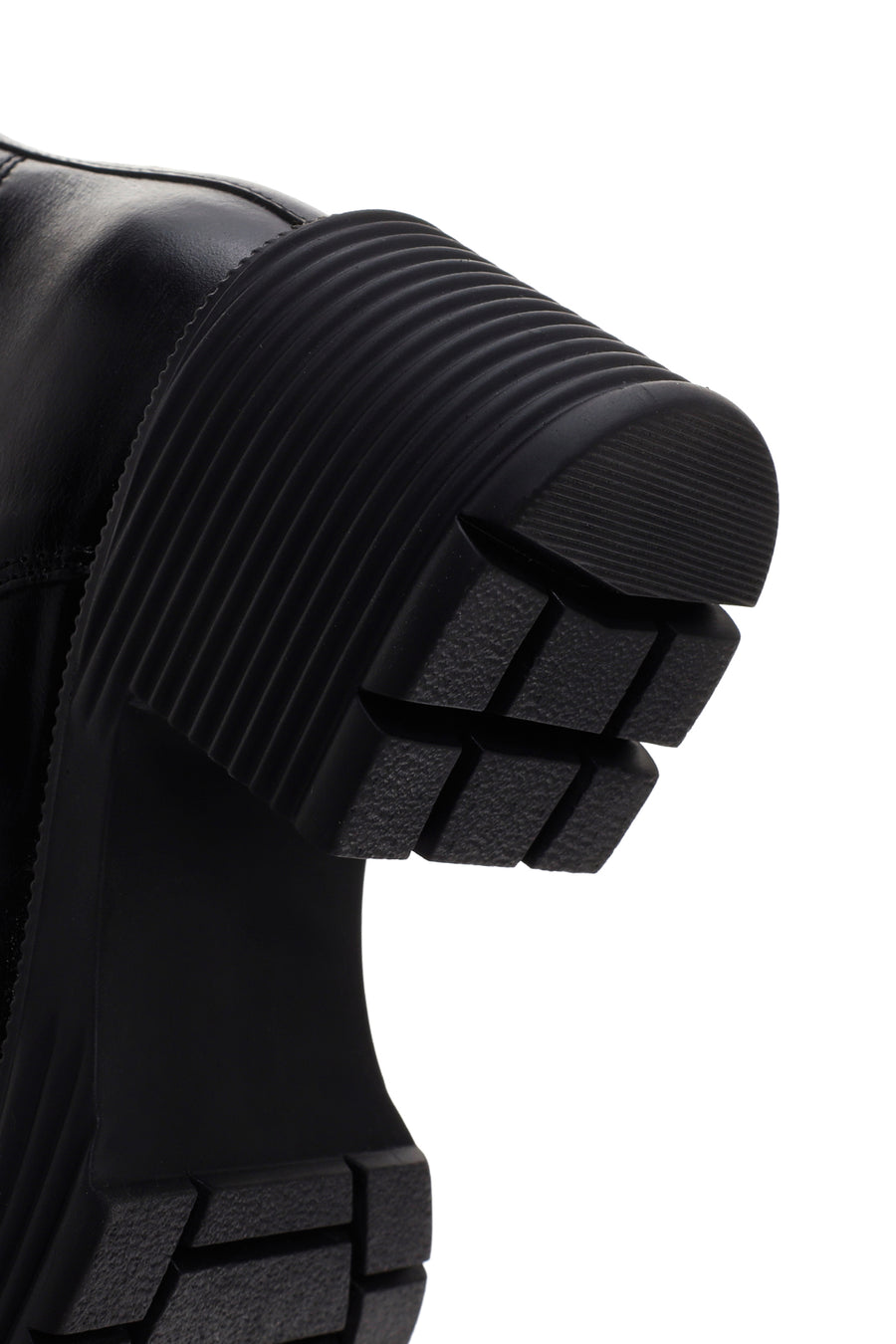Women's Black Zipper Heeled Leather Boots