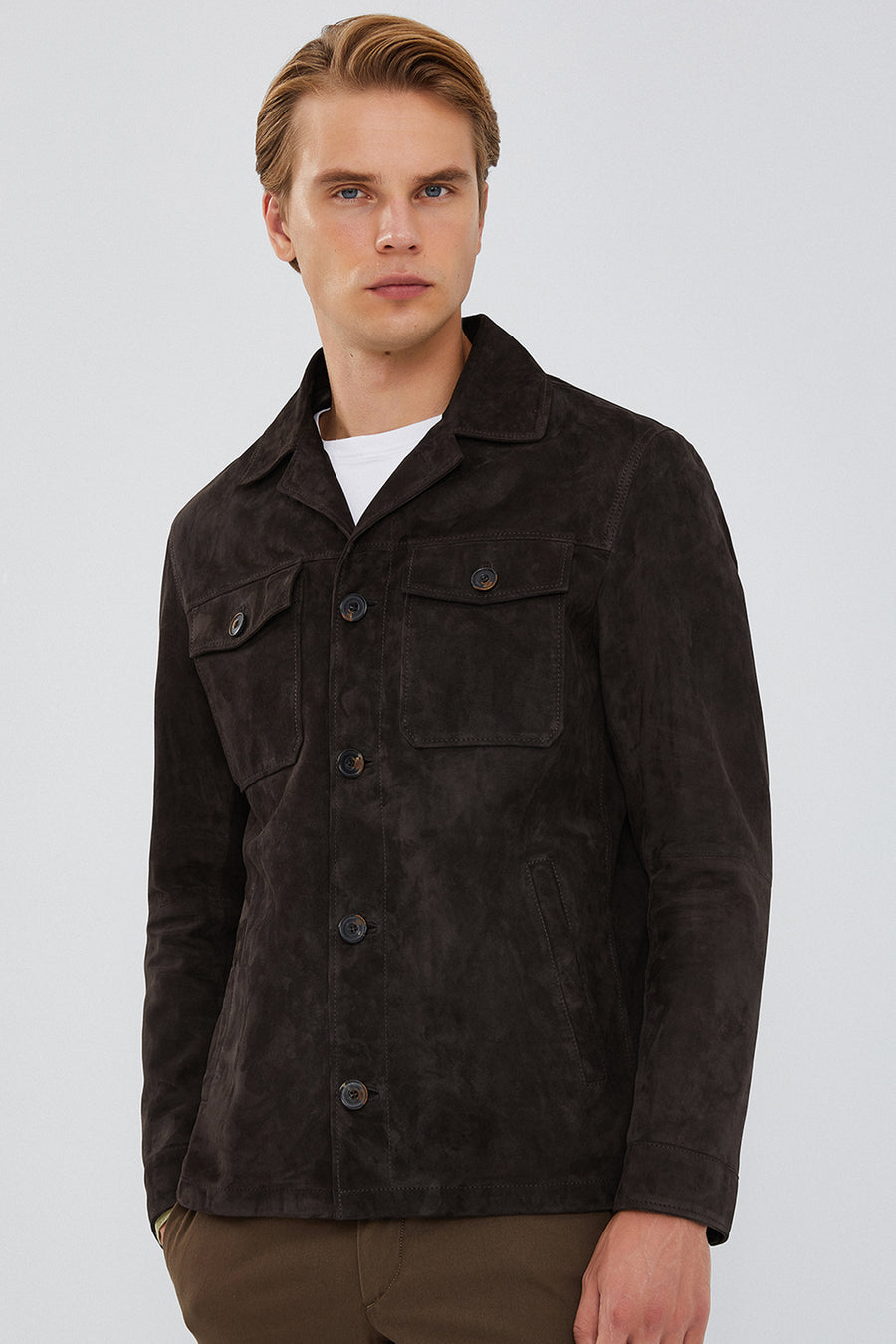 Icardi Men's Brown Suede Blazer Leather Jacket 23WGD650710 | Derimod