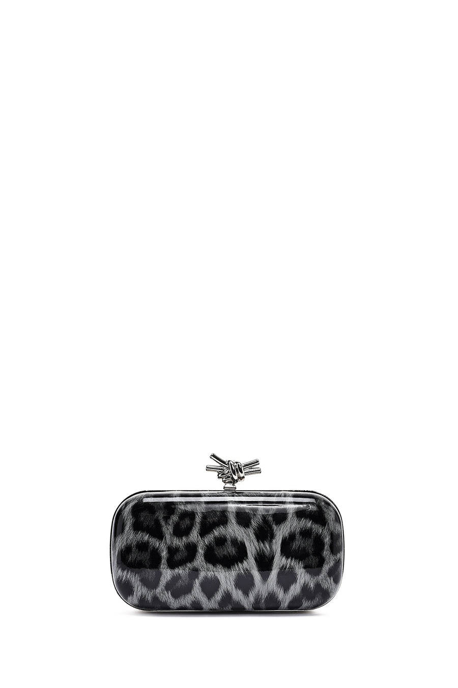Women's Black Leopard Patterned Long Chain Strap Mini Box Evening Bag