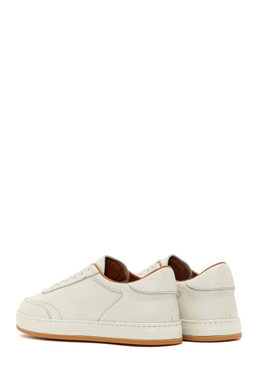 Erkek Beyaz Bağcıklı Deri Sneaker