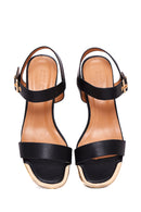 Women's Black Ankle Strap Low Heeled Sandals | Derimod