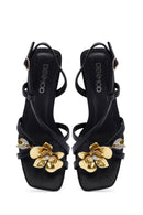 Woman Black Buckled Transparent Thick Heel Sandals | Derimod