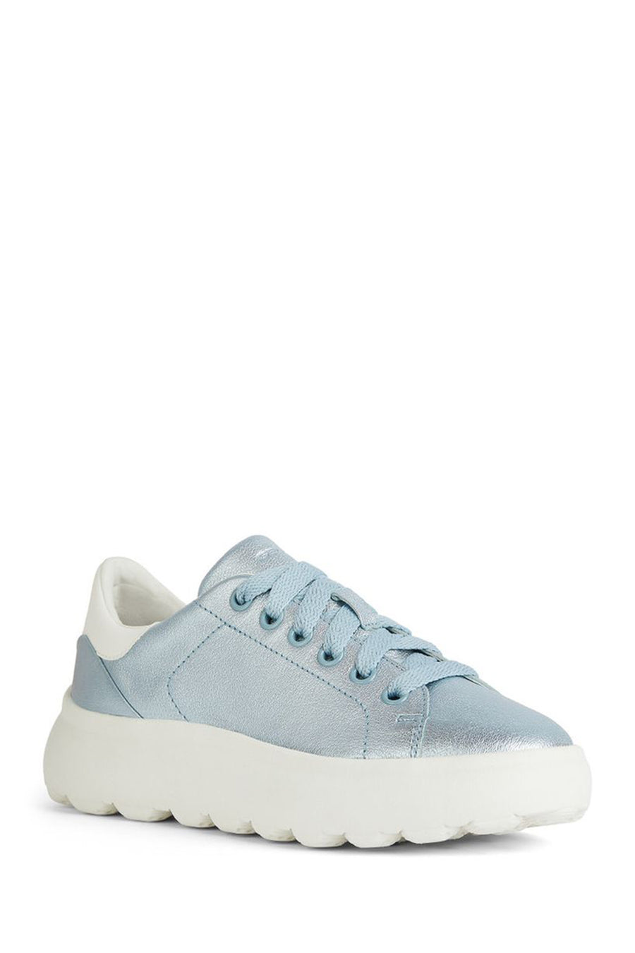 Geox Women's Blue Spherica Ec4.1 Lace-Up Leather Sneaker