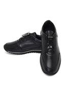 Erkek Siyah Bağcıklı Kalın Tabanlı Deri Casual Sneaker | Derimod